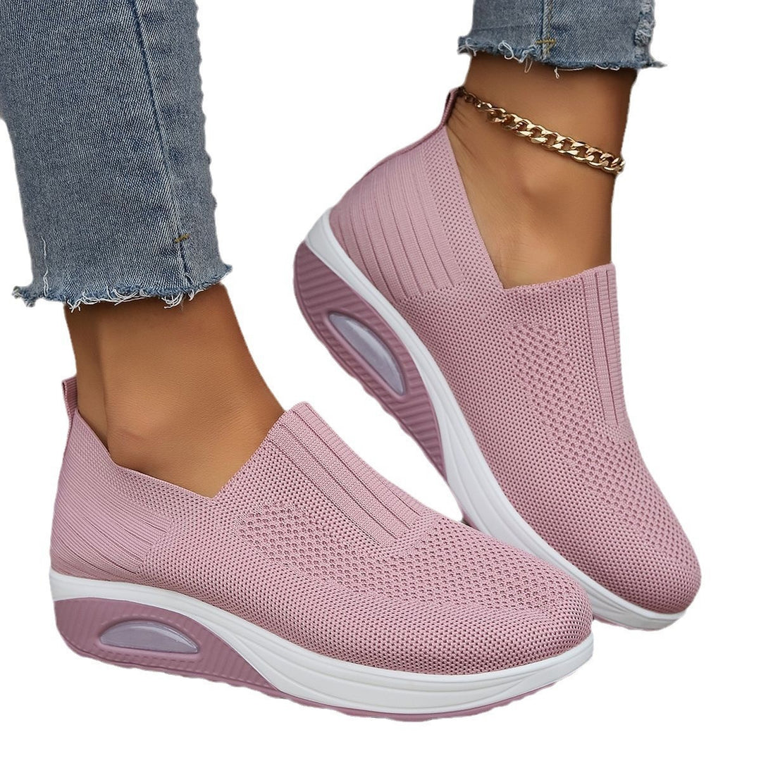 Damen Sportliche Slip-On Sneakers mit atmungsaktiver Strickoberfläche EB