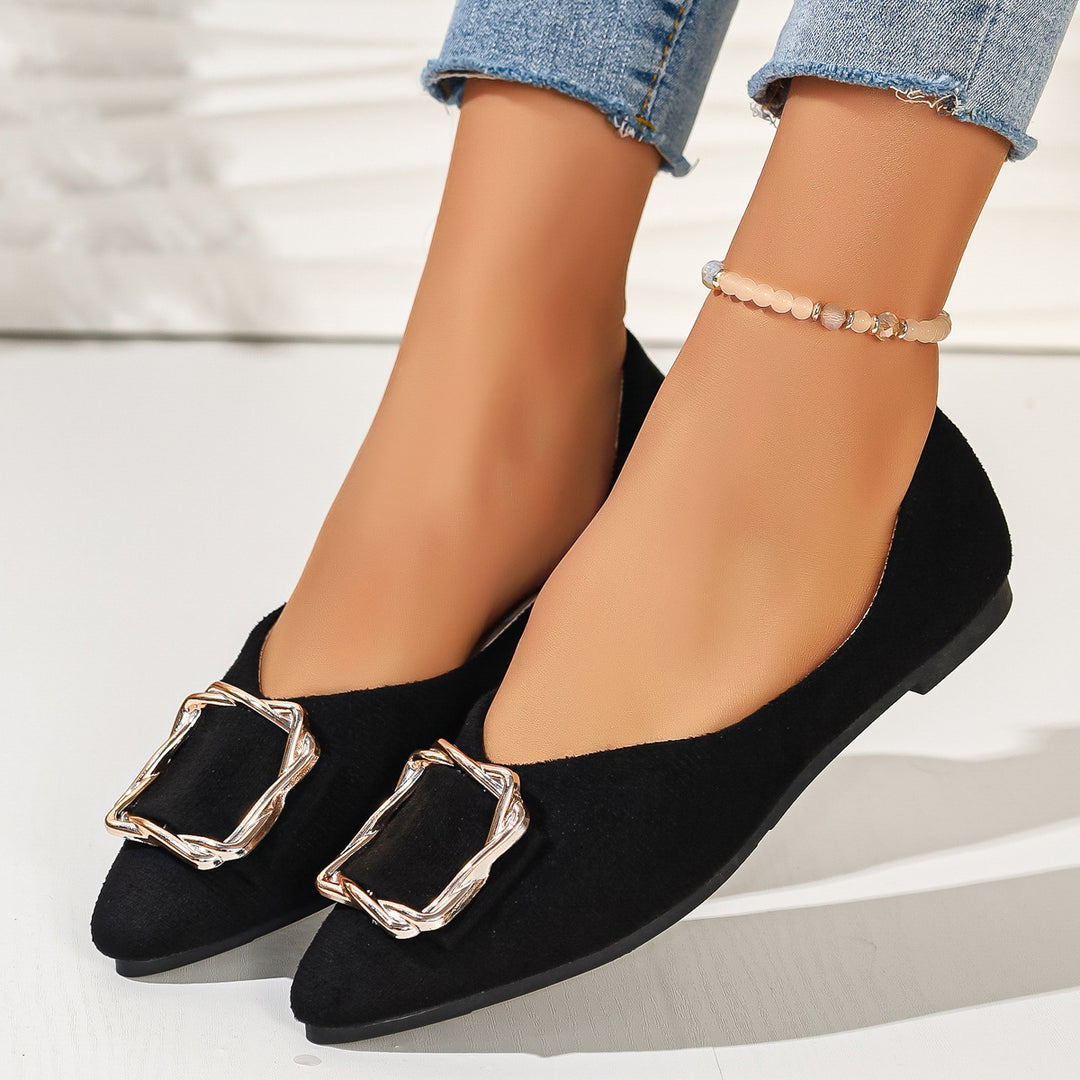 Damen elegante Ballerinas mit Dekorativem Schmuckdetail EB
