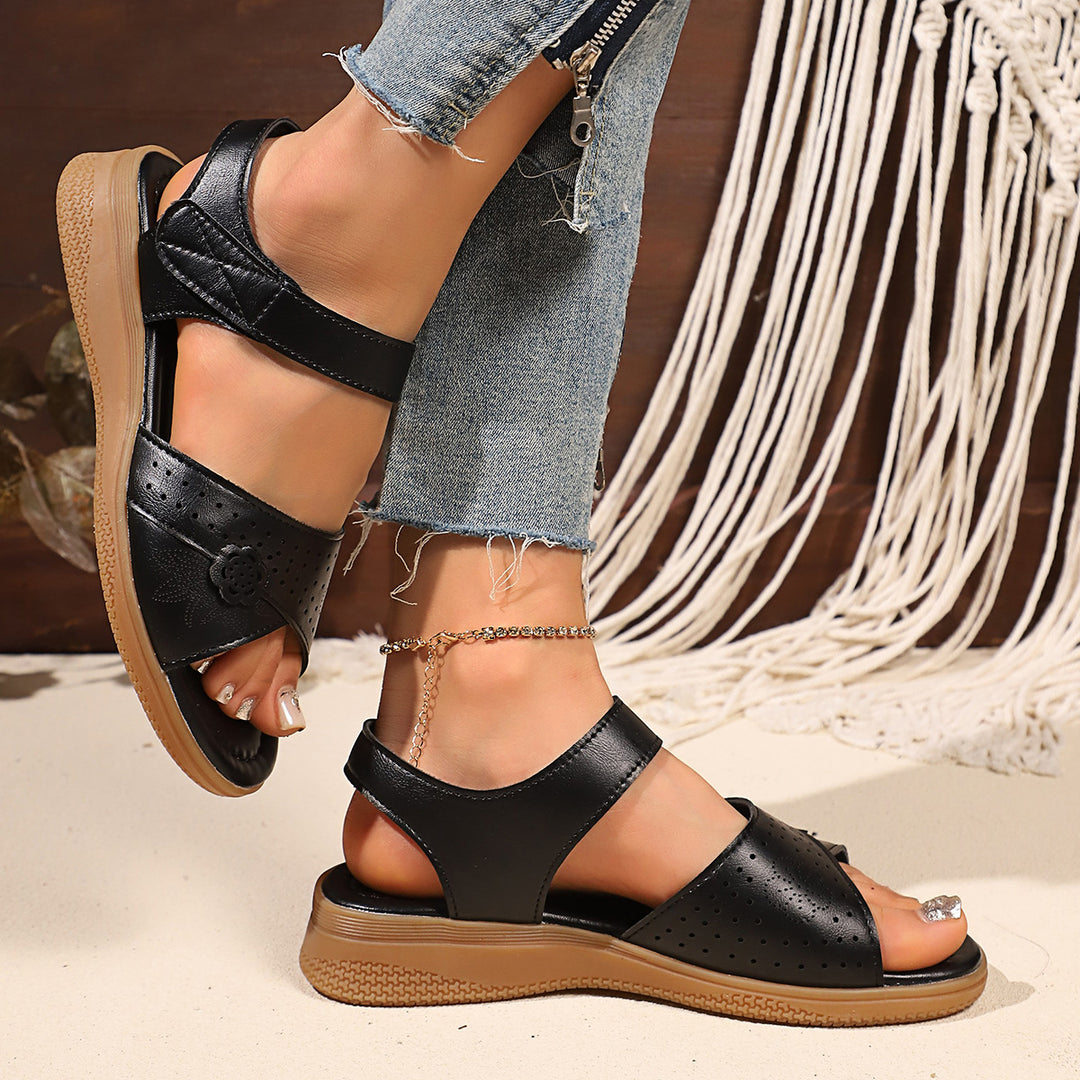 Damen komfortable Sandalen mit dekorativen Riemen und atmungsaktivem Design EB