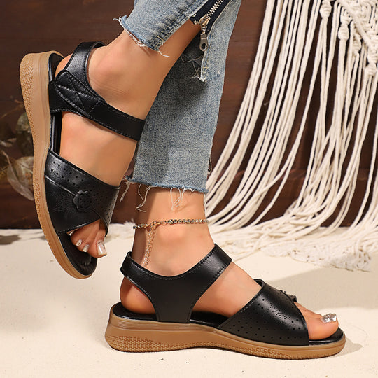 Damen komfortable Sandalen mit dekorativen Riemen und atmungsaktivem Design EB