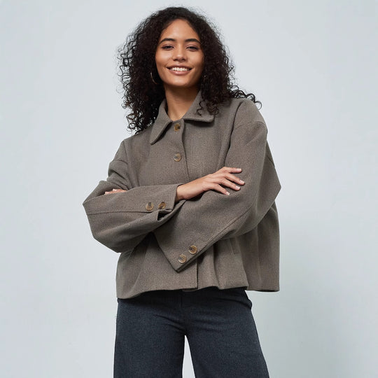 Damen lässige Oversize-Jacke mit doppelter Knopfleiste EB