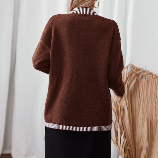 Damen Strickjacke mit modernen Streifenakzenten und Taschen EB