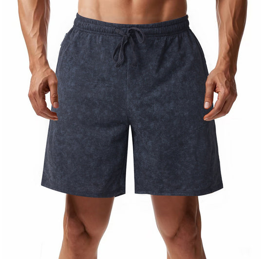 Herren nan locker geschnittene Frottee-Shorts mit elastischem Bund Kordelzug und seitlichen Eingrifftaschen EB
