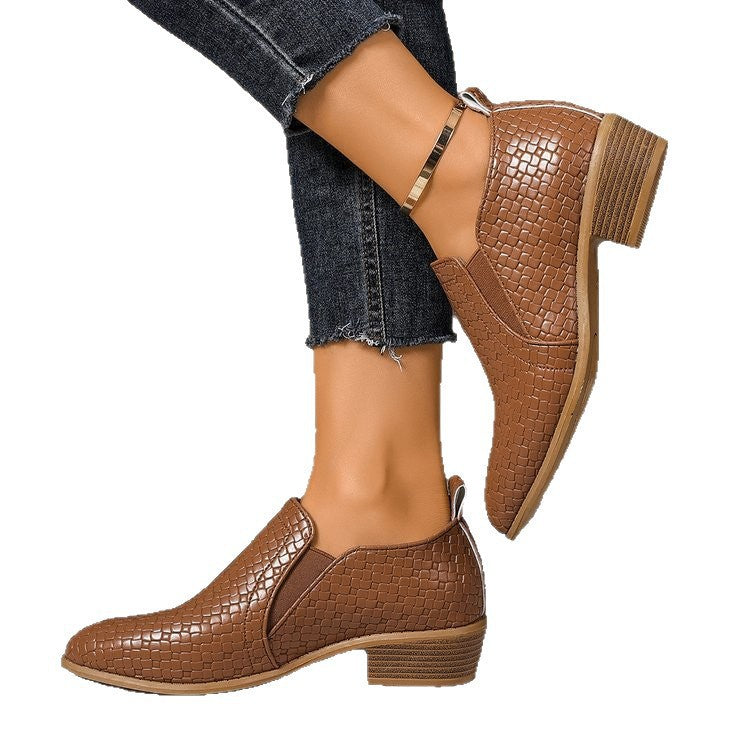 Damen elegante Slip-On Stiefeletten mit modischem Lederdesign EB