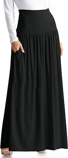 Damen Maxi-Rock mit elastischem Bund und Taschen EB