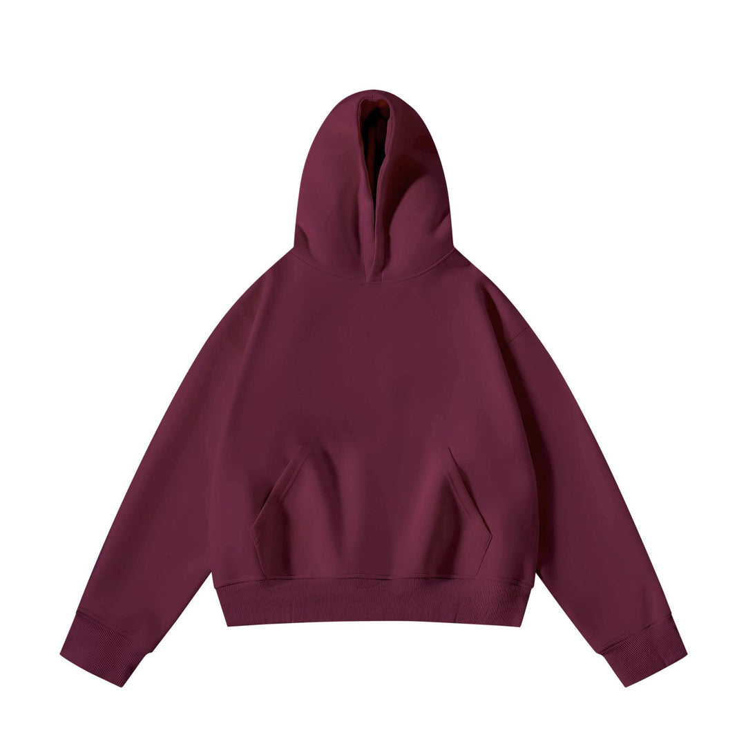 Unisex schwerer Oversize-Kapuzenpullover mit doppellagiger Kapuze Kängurutasche und breitem Rippbund EB