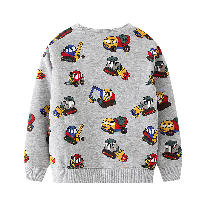 Jungen Sweatshirt mit kreativen Baustellenfahrzeug-Motiven EB