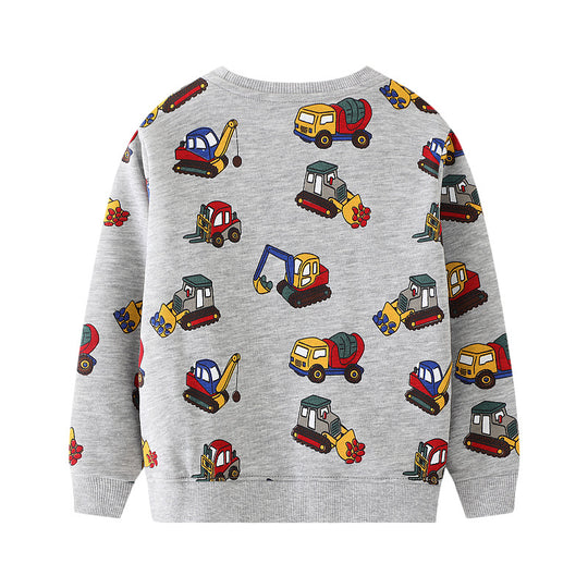 Jungen Sweatshirt mit kreativen Baustellenfahrzeug-Motiven EB