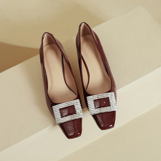 Damen elegante Pumps mit funkelnder Strassschnalle EB