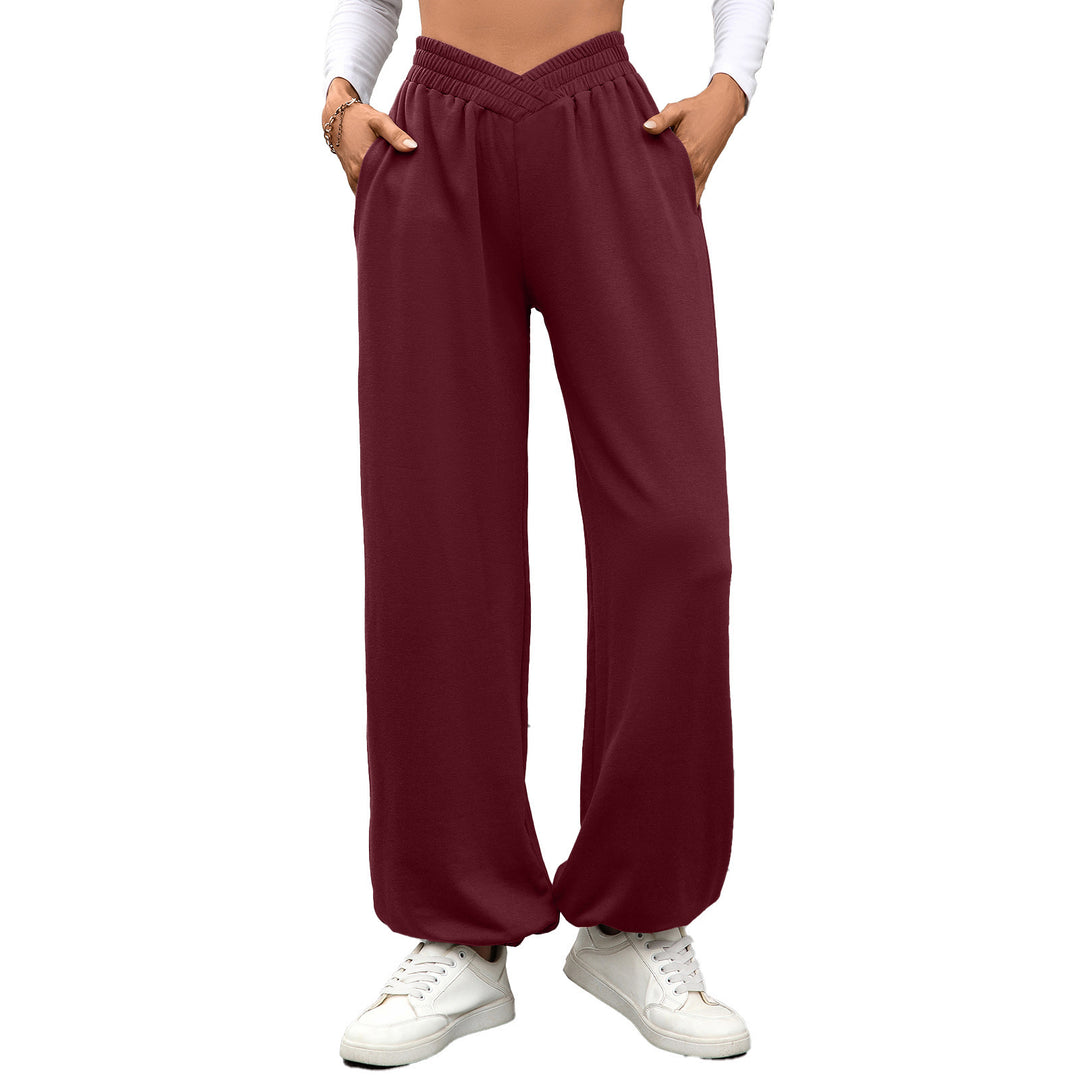 Damen bequeme Palazzo-Hose mit elastischem Bund und Seitentaschen EB