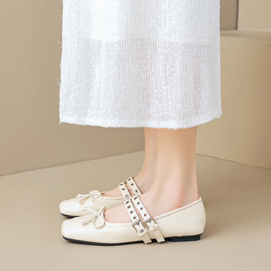 Damen Ballerinas mit modischen Schnallen und elegantem Schnitt EB