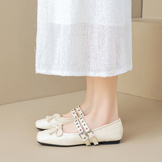 Damen Ballerinas mit modischen Schnallen und elegantem Schnitt EB