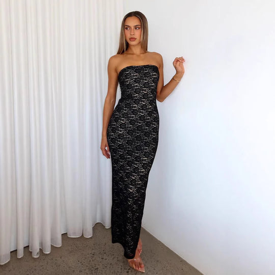 Damen Spitzenkleid im ärmellosen Design EB