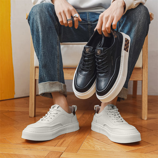 Damen Sportliche Sneakers mit modischem Leder-Design und dämpfender Laufsohle EB