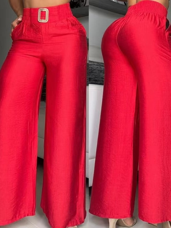 Damen weite Sommerhose mit stylischem Gürtel EB