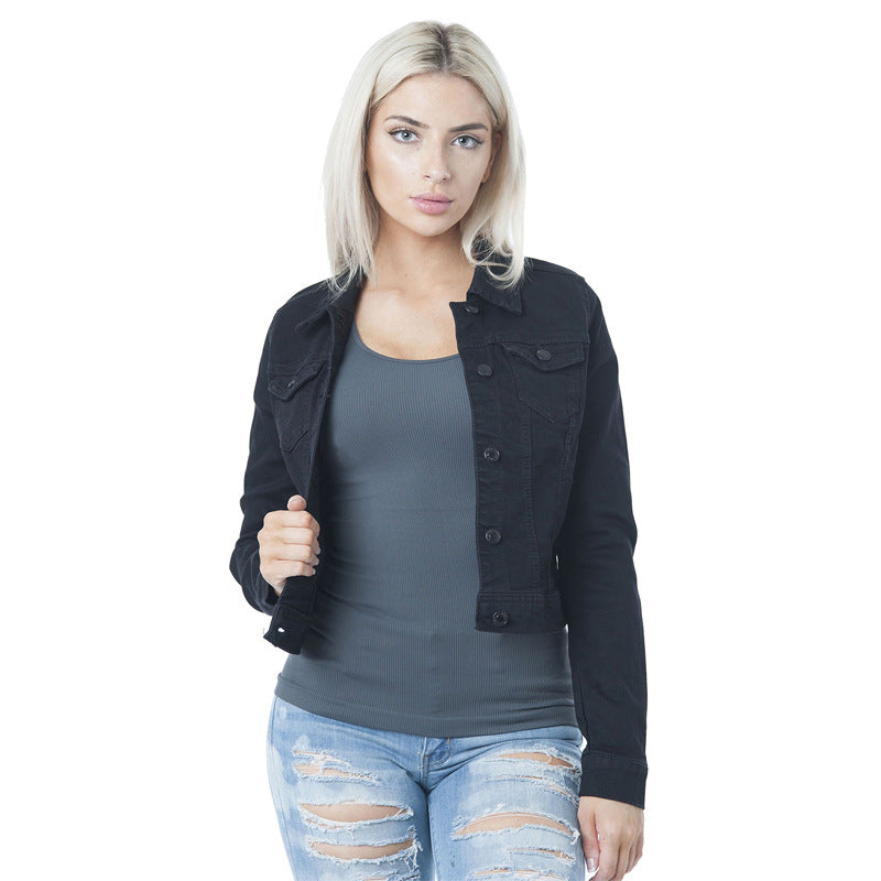 Damen klassische Denim-Jacke im modischen Schnitt mit Knopfdetails EB