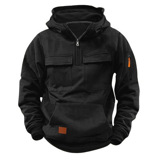 Herren funktionale Kapuzenjacke mit Reißverschluss und praktischen Taschen EB
