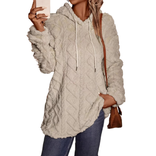 Damen kuschelige Fleece-Hoodie mit strukturiertem Design EB