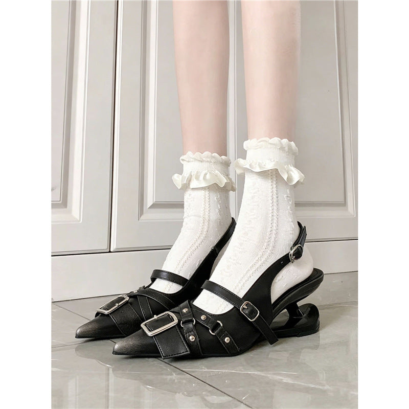 Damen Slingback-Pumps mit verstellbaren Riemen und dekorativen Schnallen EB