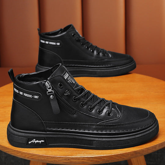 Damen Hochformat Sneakers mit robustem Leder und praktischer Reißverschlussöffnung EB