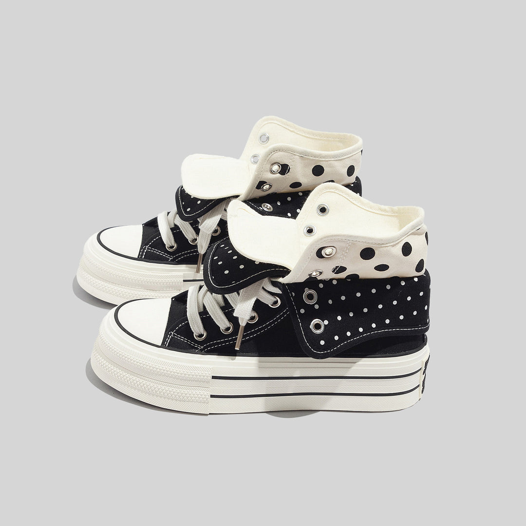 Damen Sneakers mit ausdrucksvoller Klappfunktion und modischem Punktemuster EB