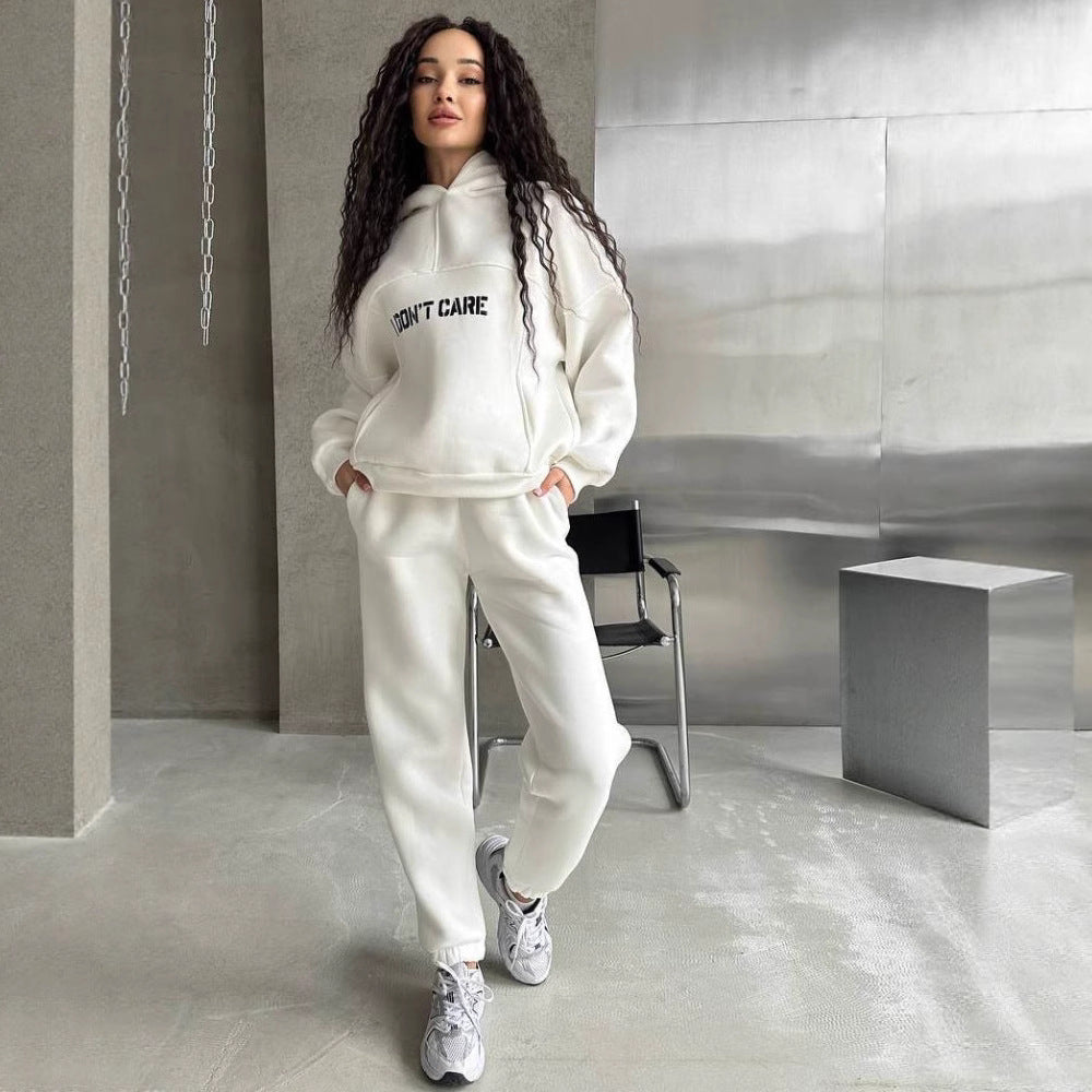 Damen Oversized Hoodie- und Jogginghose-Set aus French-Terry mit Statement-Print EB