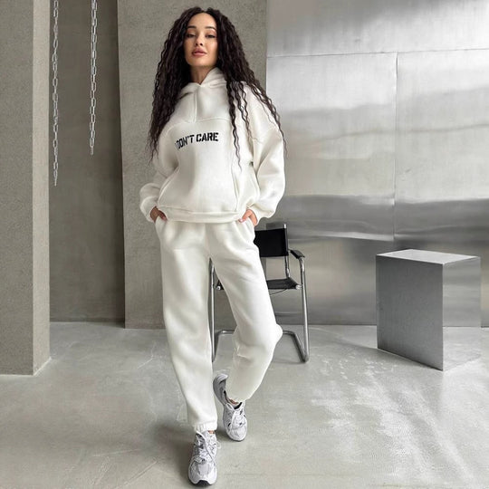 Damen Oversized Hoodie- und Jogginghose-Set aus French-Terry mit Statement-Print EB
