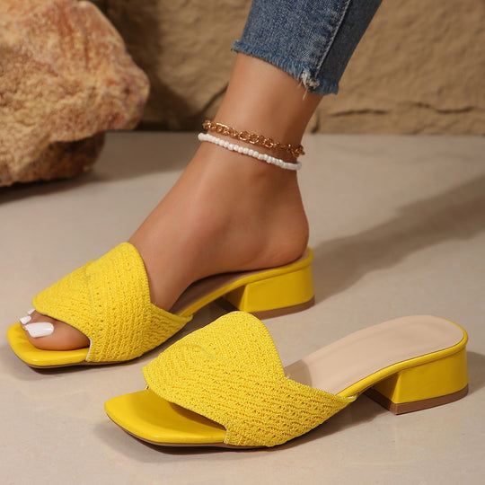Damen elegante Riemensandalen mit geflochtenem Obermaterial EB