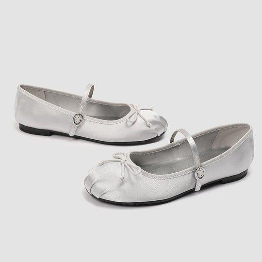 Damen elegante Ballerinas mit dezentem Riemen und feinem Schleifendetail EB