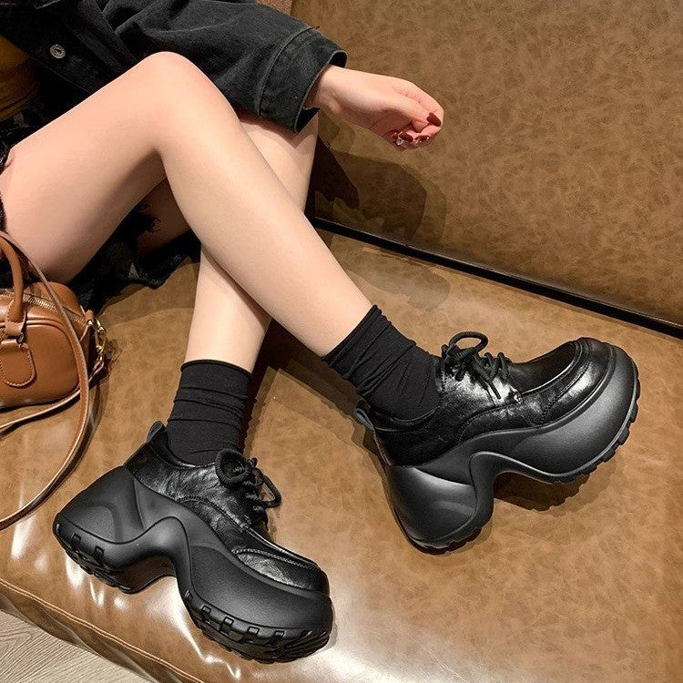 Damen Trendige Chunky Schnürschuhe mit ausgeprägter Sohle EB
