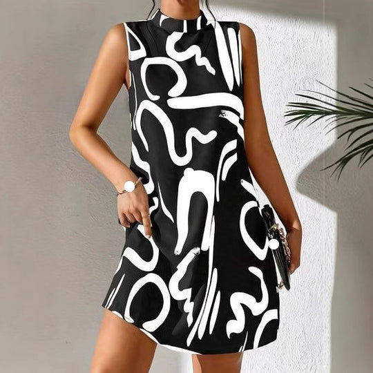 Damen Minimalistisches Cocktailkleid mit modernem grafischen Muster EB