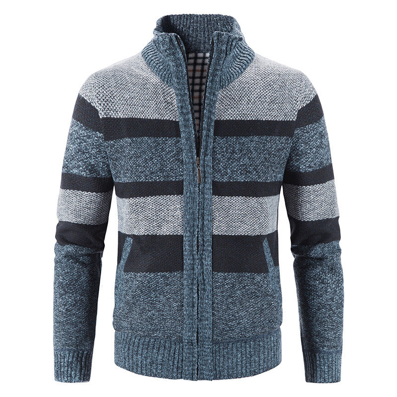Herren modische Strickjacke mit Stehkragen und Reißverschluss EB
