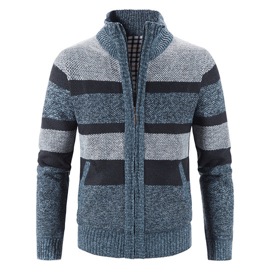 Herren modische Strickjacke mit Stehkragen und Reißverschluss EB