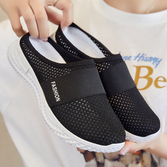 Damen Hausschuhe mit flexiblem Strickoberteil und rutschfester Außensohle EB