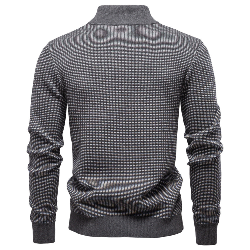 Herren Strickpullover mit modernem Zipper und strukturiertem Design EB
