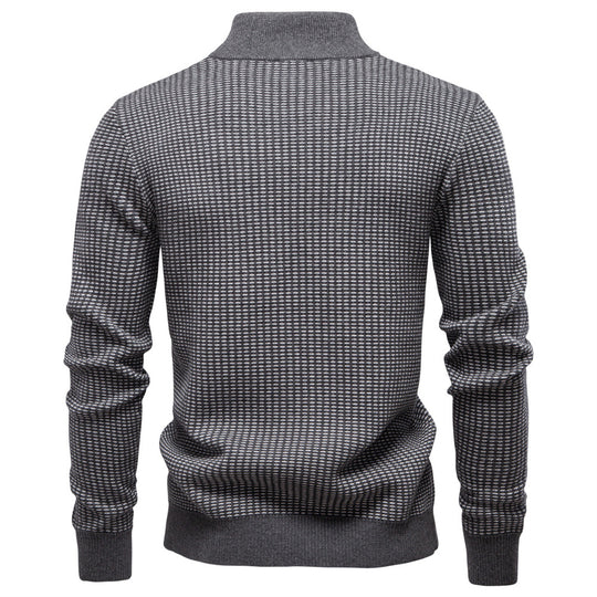 Herren Strickpullover mit modernem Zipper und strukturiertem Design EB
