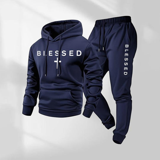 Damen Sweatshirt- und Jogginghose-Set mit modernem Schriftzug und praktischen Taschen EB