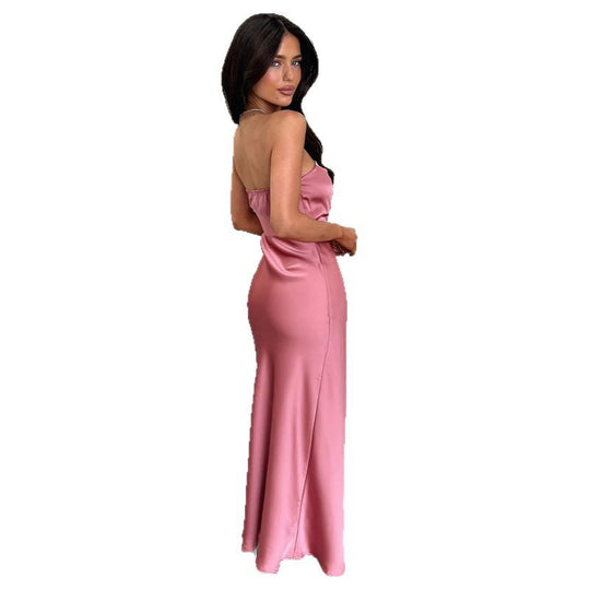 Damen Elegantes Satin-Maxikleid mit figurformendem Schnitt EB