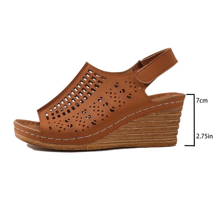 Damen Wedge-Sandalen mit luftiger Perforation und anatomischem Fußbett EB