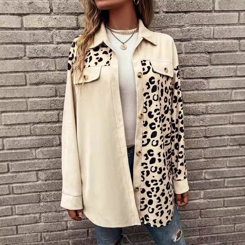 Damen Overshirt mit trendigem Leopardenmuster und komfortabler Passform EB