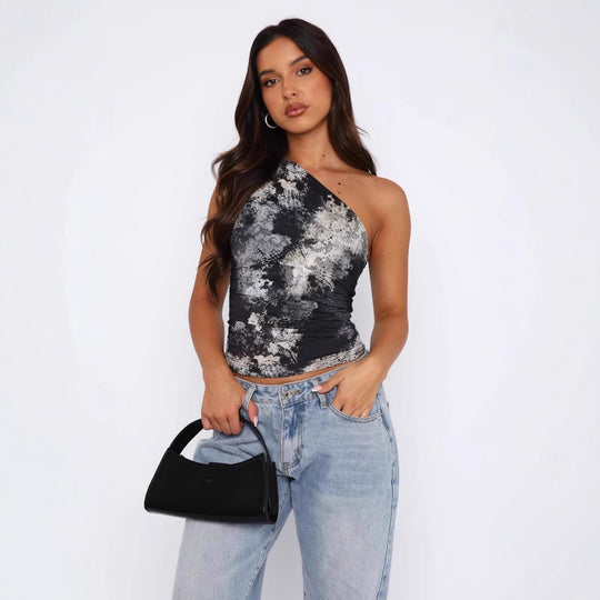Damen figurbetontes Set mit asymmetrischem Oberteil und schmalem Rock EB