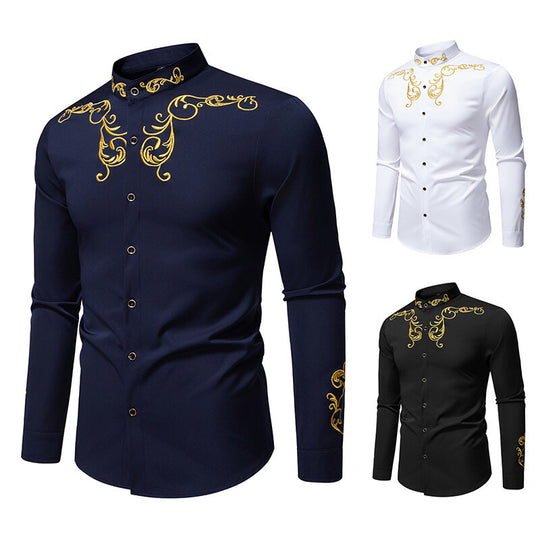 Herren Langarmshirt mit elegantem Stickereidesign EB