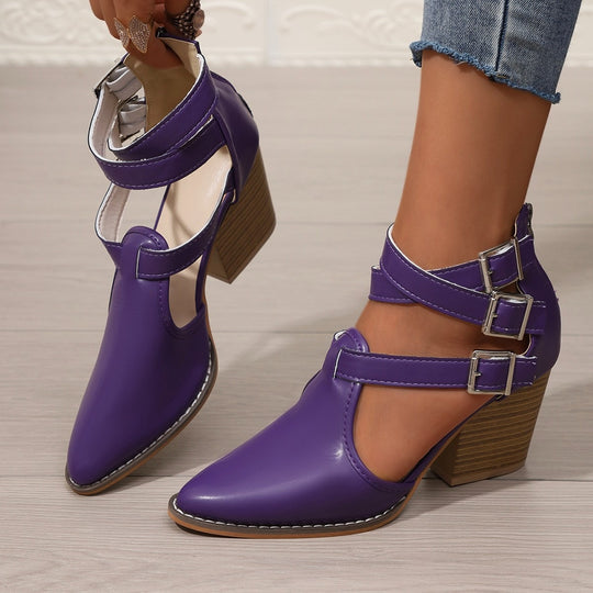 Damen elegante High-Top Stiefeletten mit verstellbarem Riemendesign EB
