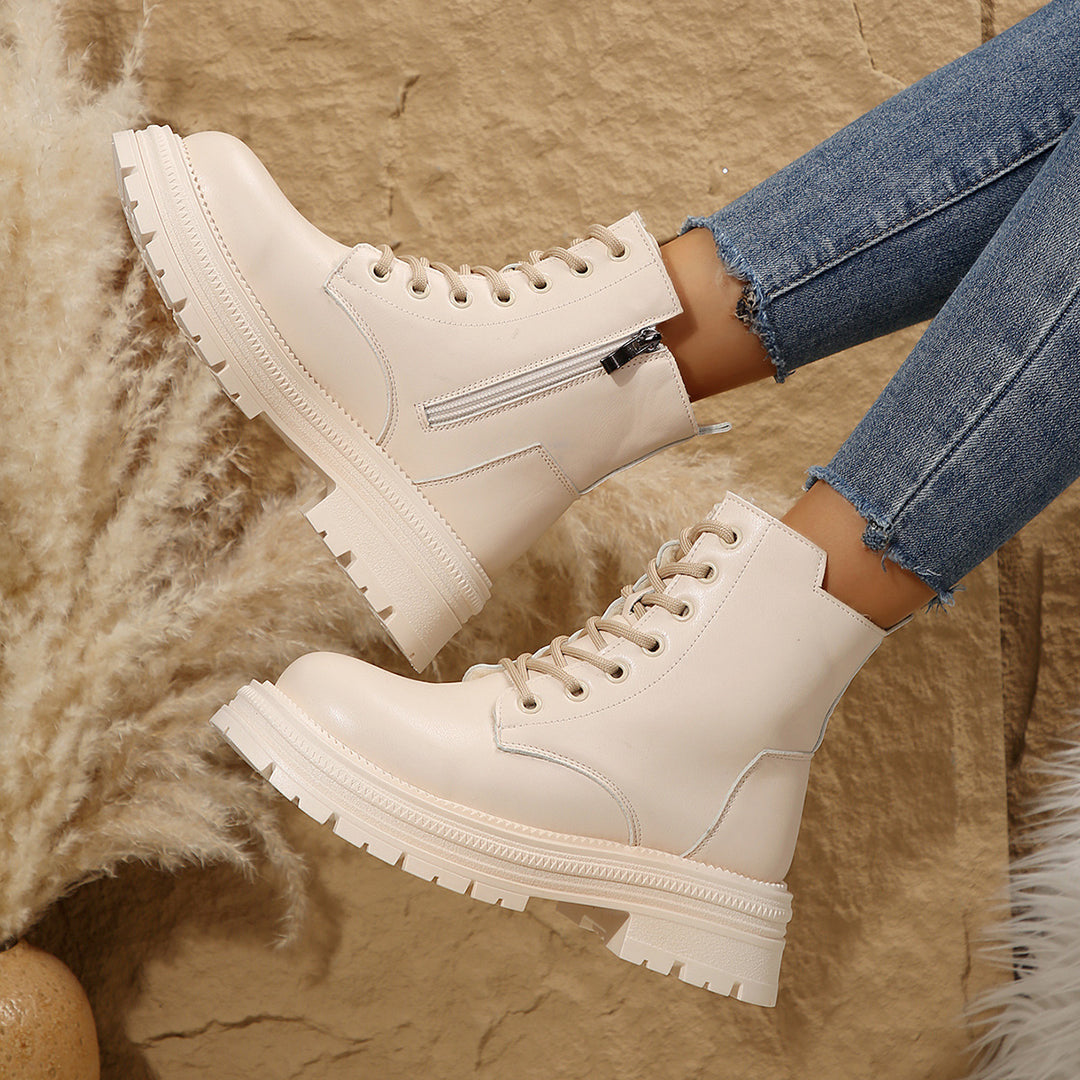 Damen Schnürboots mit robustem Profil und modischem Reißverschluss EB