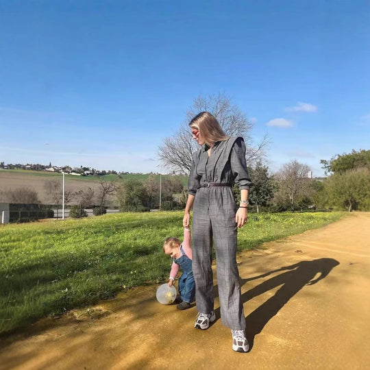 Damen Jumpsuit mit maßgeschneidertem Schnitt und grafischem Karomuster EB