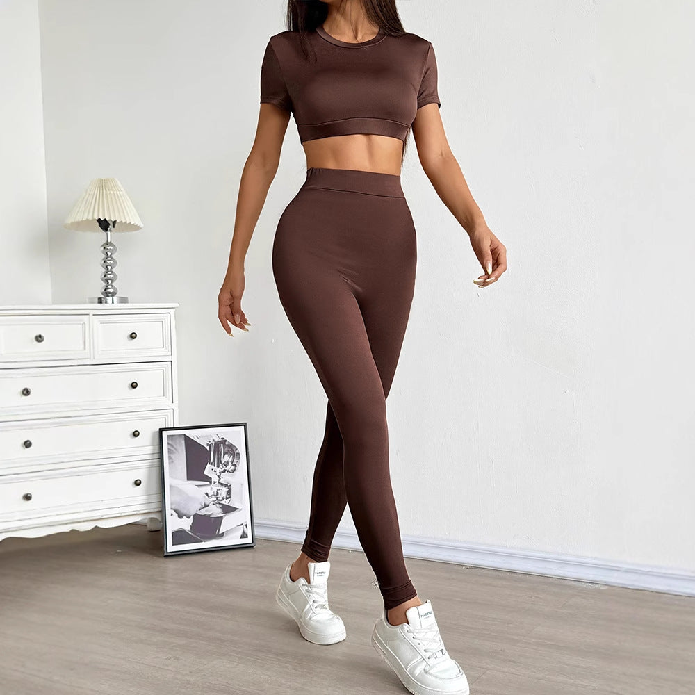 Damen Set aus cropped Oberteil und figurbetonten Leggings EB