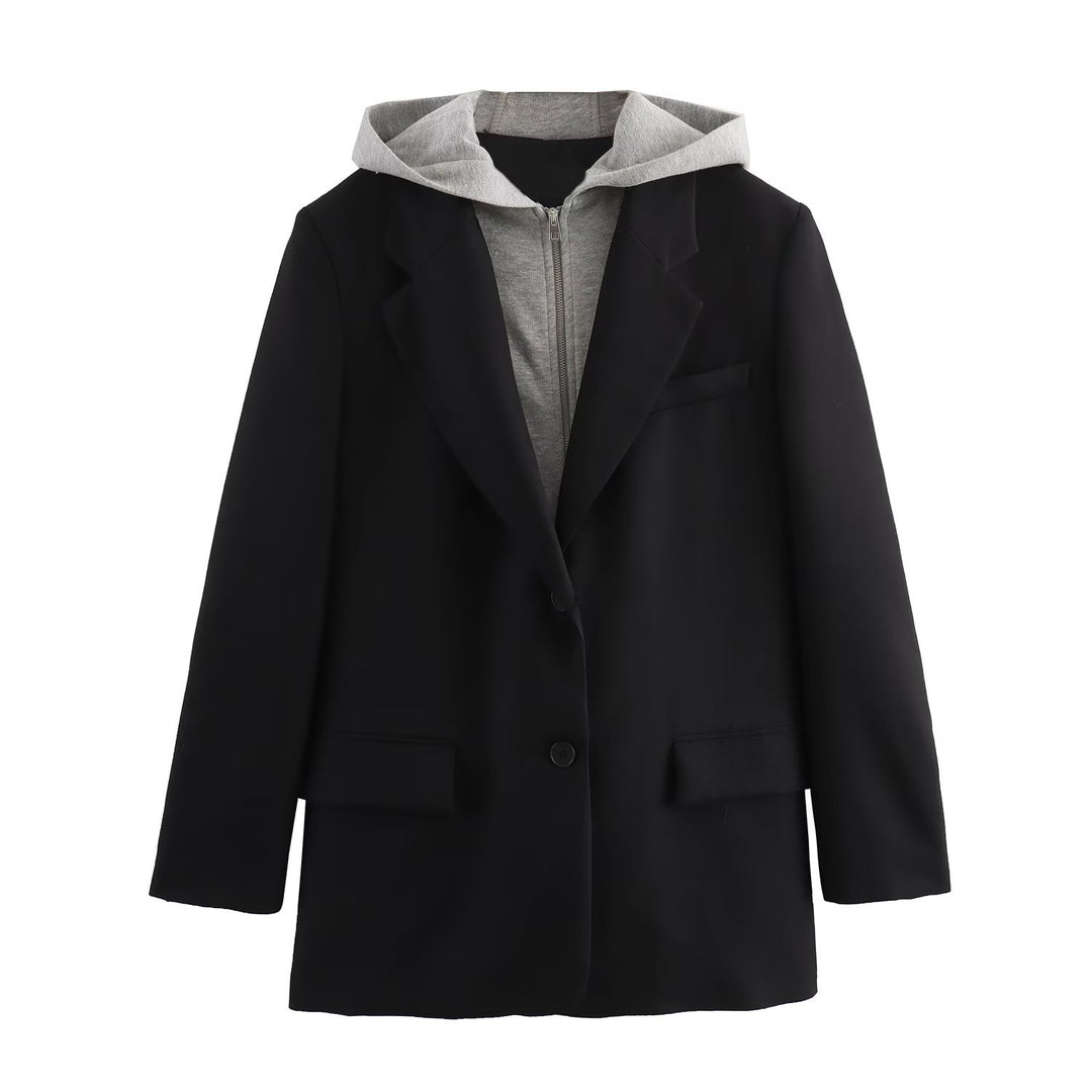 EB | Abnehmbarer Kapuzenblazer Damen - Lässig - Unifarben