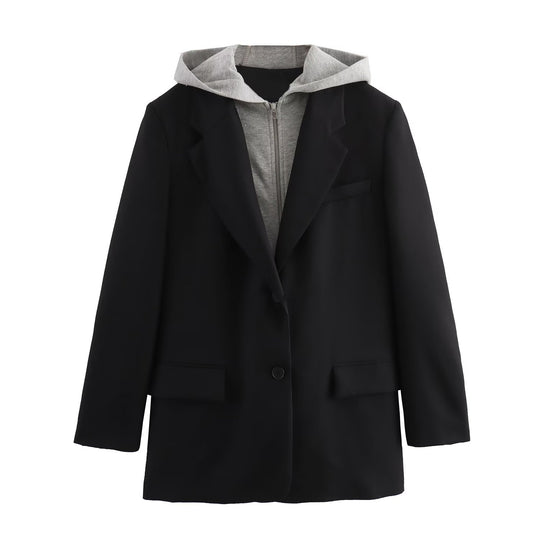 EB | Abnehmbarer Kapuzenblazer Damen - Lässig - Unifarben