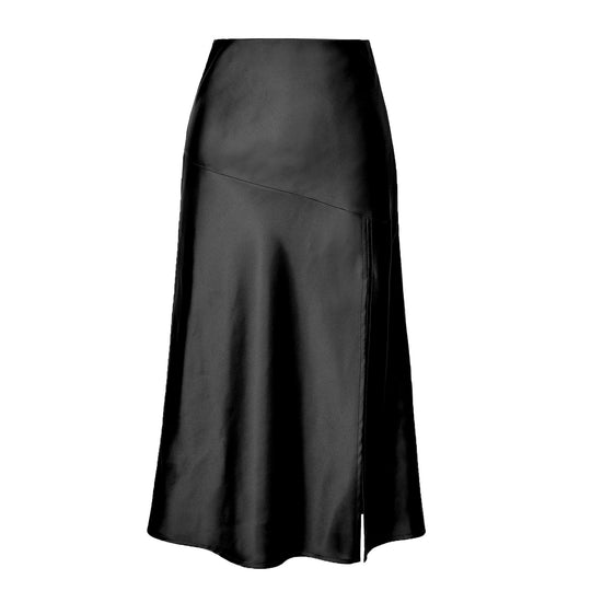 Damen eleganter Midirock aus satinierter Viskose EB