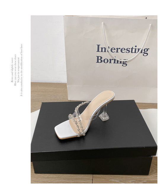Damen Glamouröse Mules mit glitzerndem Riemchen EB